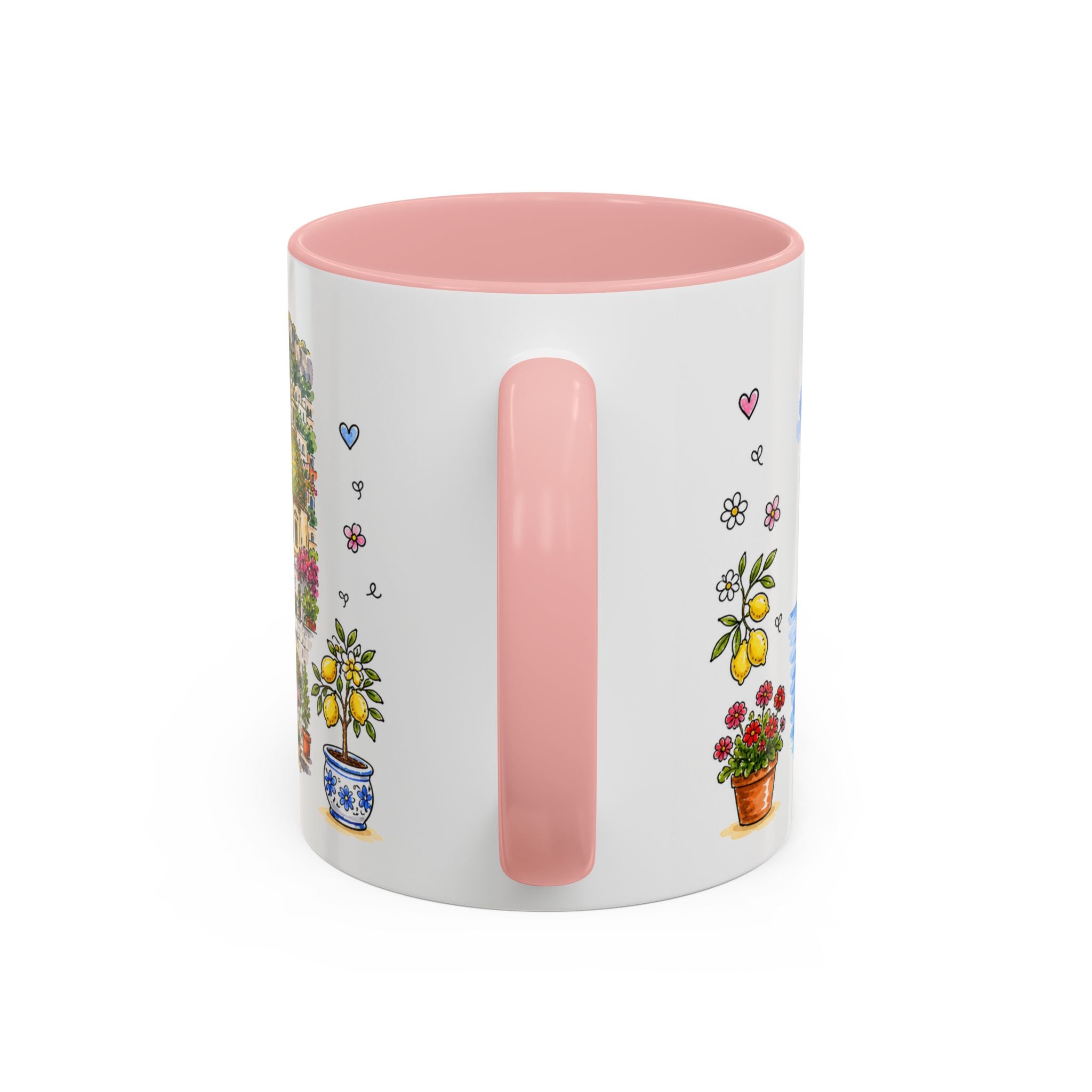 Positano Illustrated Travel Mug | Italy Souvenir Accent Coffee Mug | 11oz 15oz Ceramic Cup