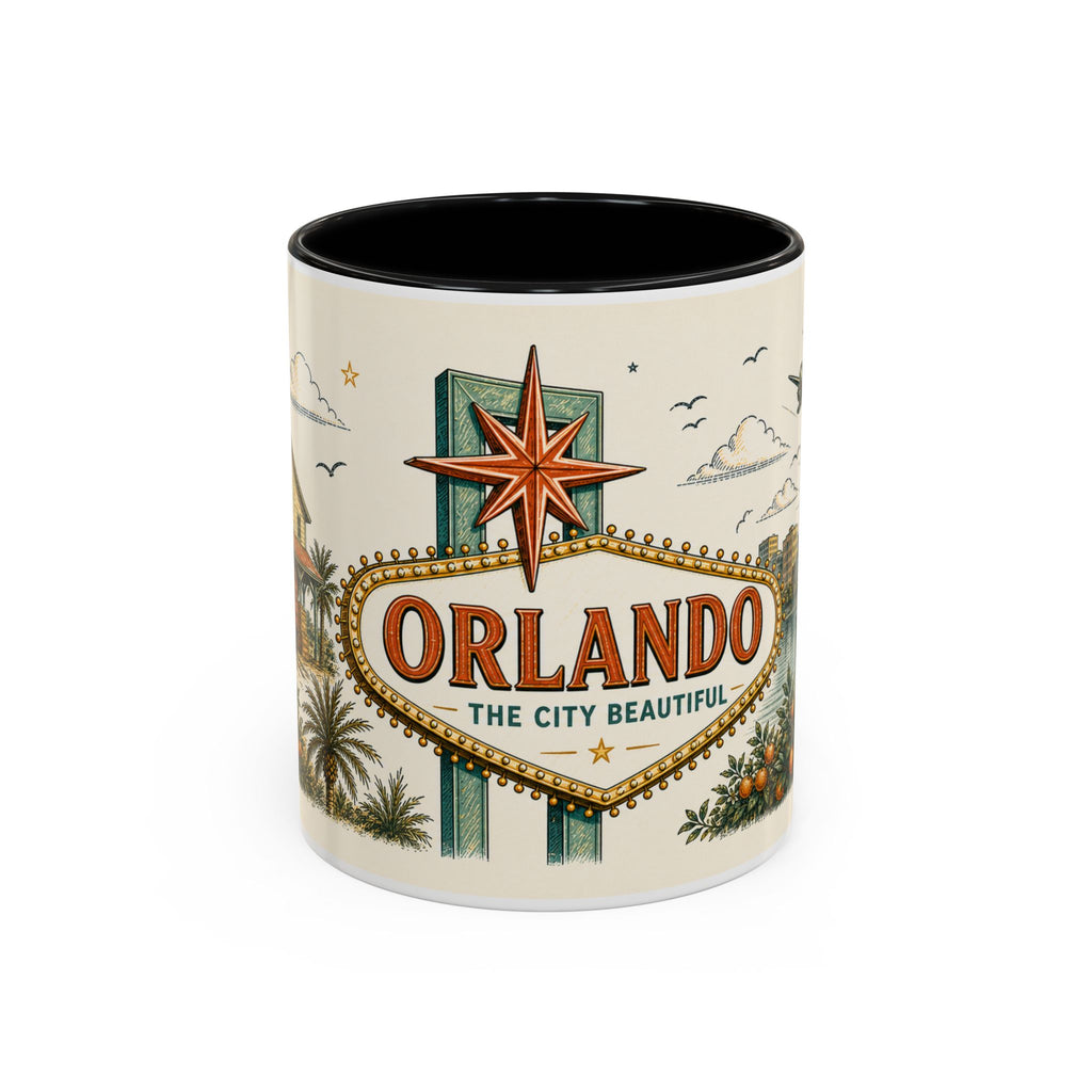 Orlando Coffee Mug | United States Travel Souvenir | Vintage Illustrated City Gift | 11 oz 15 oz Accent Mug