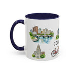 Columbus Illustrated Travel Mug | City Souvenir Accent Coffee Mug | 11oz 15oz Ceramic Cup