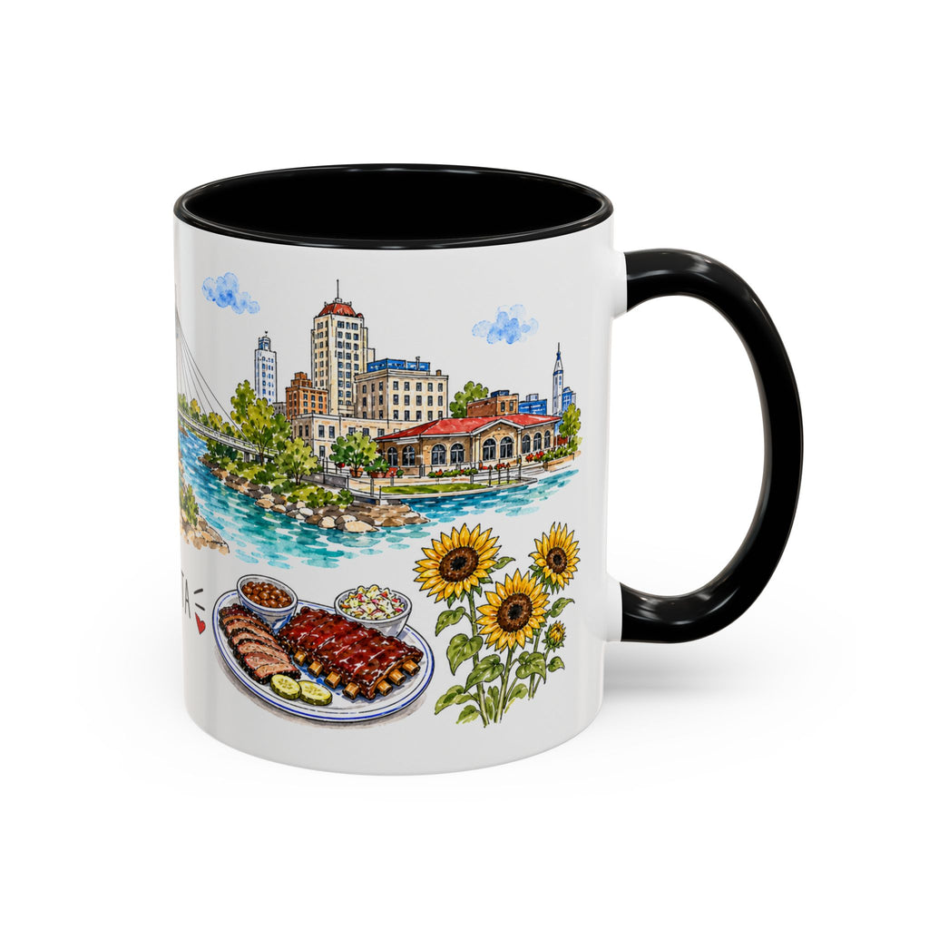 Wichita Illustrated Travel Mug | City Souvenir Accent Coffee Mug | 11oz 15oz Ceramic Cup