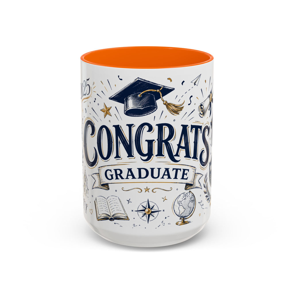 Congrats Graduate Coffee Mug | Class of 2026 Graduation Gift | Accent Color Ceramic 11oz 15oz
