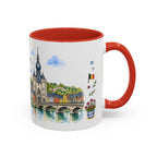 Dinant Illustrated Travel Mug | Belgium Souvenir Accent Coffee Mug | 11oz 15oz Ceramic Cup