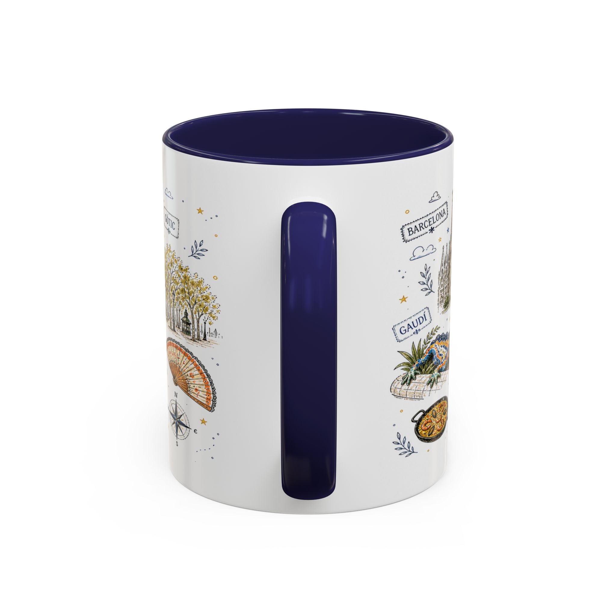 Barcelona Coffee Mug | Spain Souvenir Travel Gift | Accent Color Ceramic 11oz 15oz