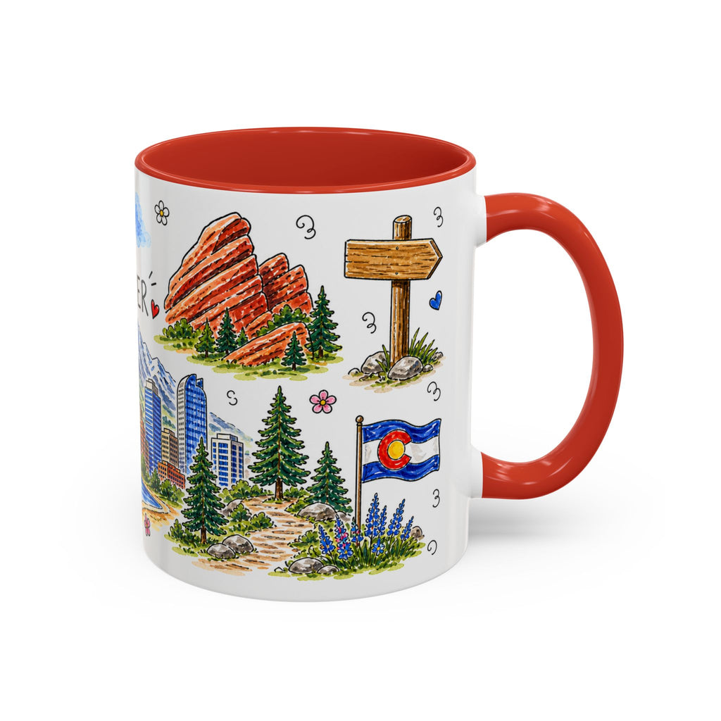 Denver Illustrated Travel Mug | City Souvenir Accent Coffee Mug | 11oz 15oz Ceramic Cup