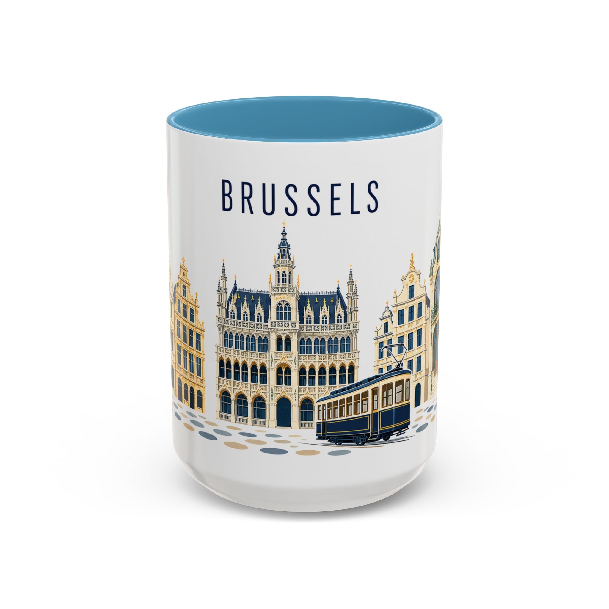Brussels Coffee Mug | Belgium Travel Souvenir | Porcelain Decal City Gift | 11oz 15oz Accent Mug