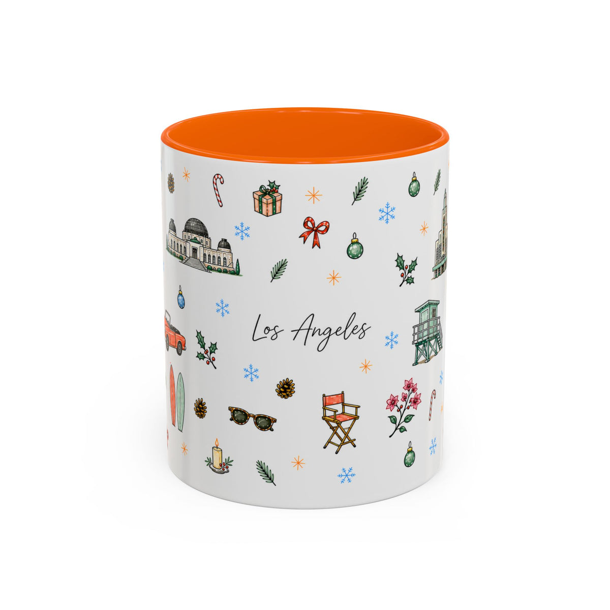 Los Angeles Christmas Mug | Watercolor City Souvenir | Ceramic Coffee Cup (11oz or 15oz)