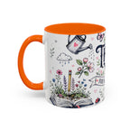 Thank You Teacher Coffee Mug | For Helping Me Grow Appreciation Gift | Accent Color Ceramic 11oz 15oz