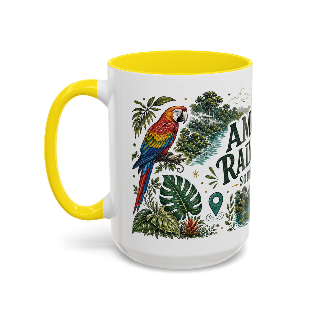 Amazon Rainforest Coffee Mug | Travel Destination Souvenir Gift | Accent Color Ceramic 11oz 15oz