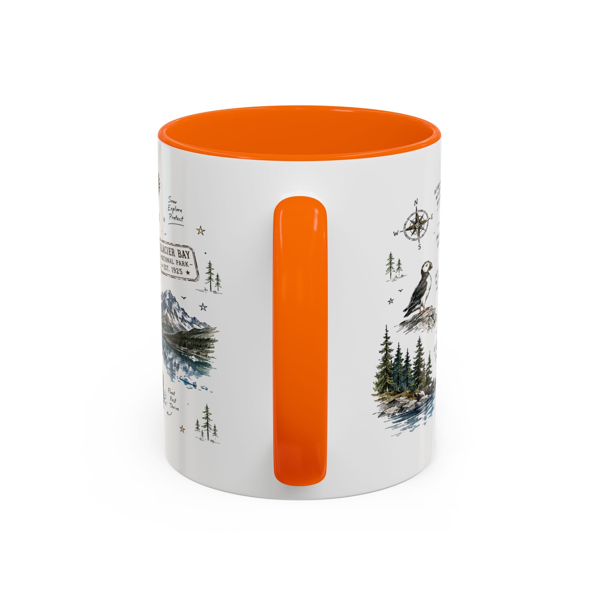 Glacier Bay National Park Coffee Mug | Alaska Wilderness Kayaking Gift | Accent Color Ceramic 11oz 15oz