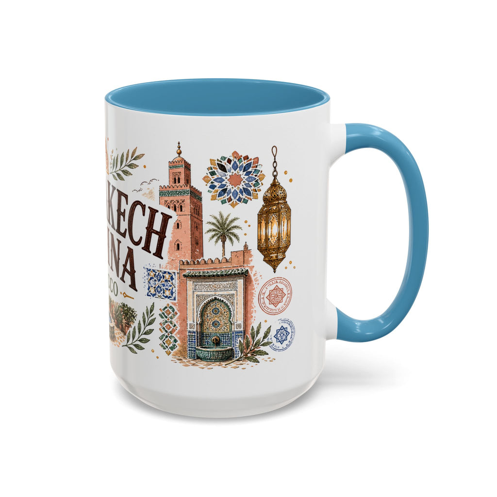 Marrakech Medina Coffee Mug | Travel Destination Souvenir Gift | Accent Color Ceramic 11oz 15oz
