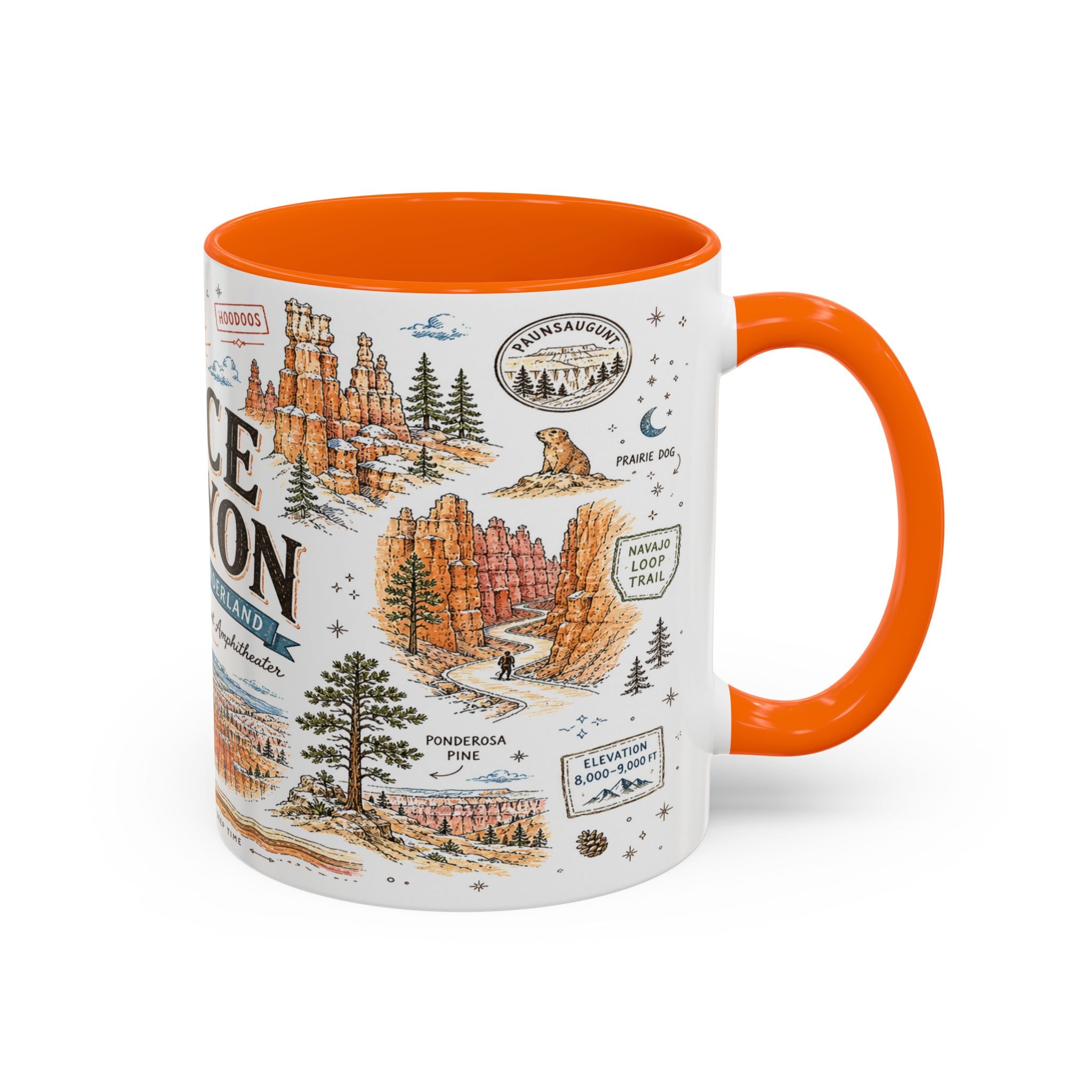 Bryce Canyon Coffee Mug | National Park Hiking Utah Gift | Accent Color Ceramic 11oz 15oz