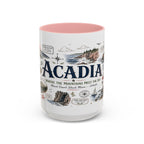 Acadia Coffee Mug | National Park Hiking Coastal Gift | Accent Color Ceramic 11oz 15oz