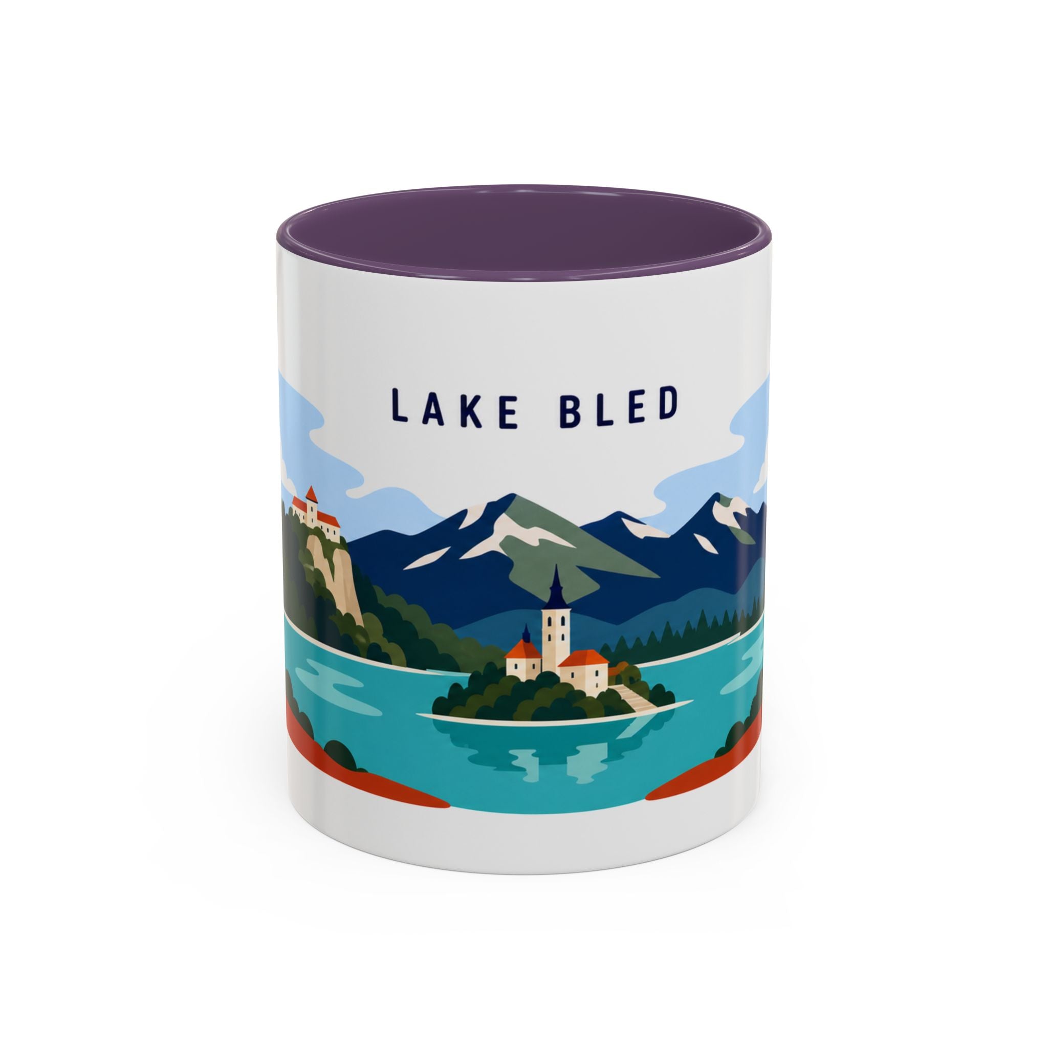 Lake Bled Coffee Mug | Travel Destination Souvenir Gift | Accent Color Ceramic 11oz 15oz