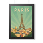 Paris Pastel France Framed Poster | Vintage Travel Wall Art | Black Walnut White Frame | 16x24 20x30