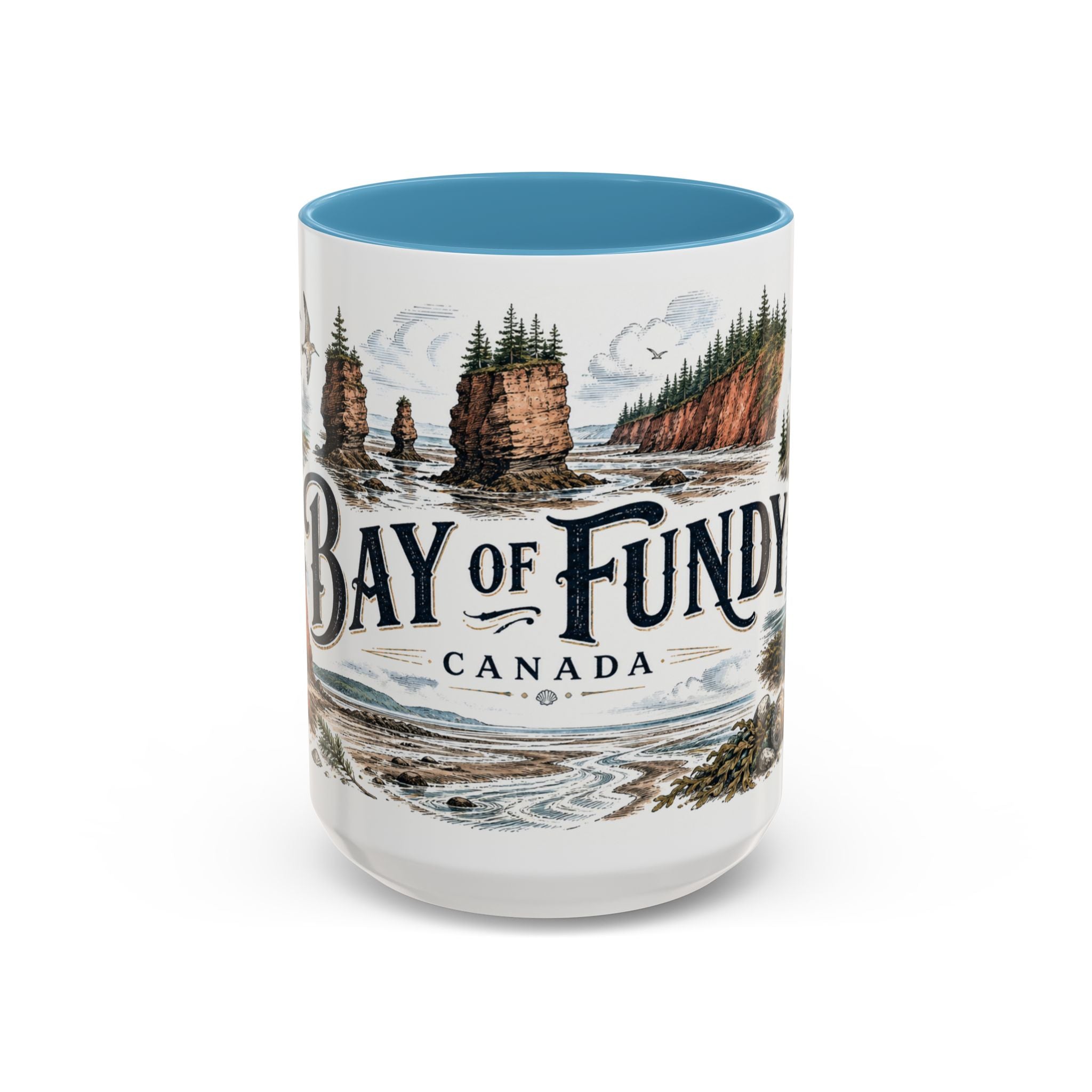 Bay of Fundy Mug, Canada Travel Souvenir, Bucket List Gift, Accent Ceramic Coffee Mug 11oz 15oz