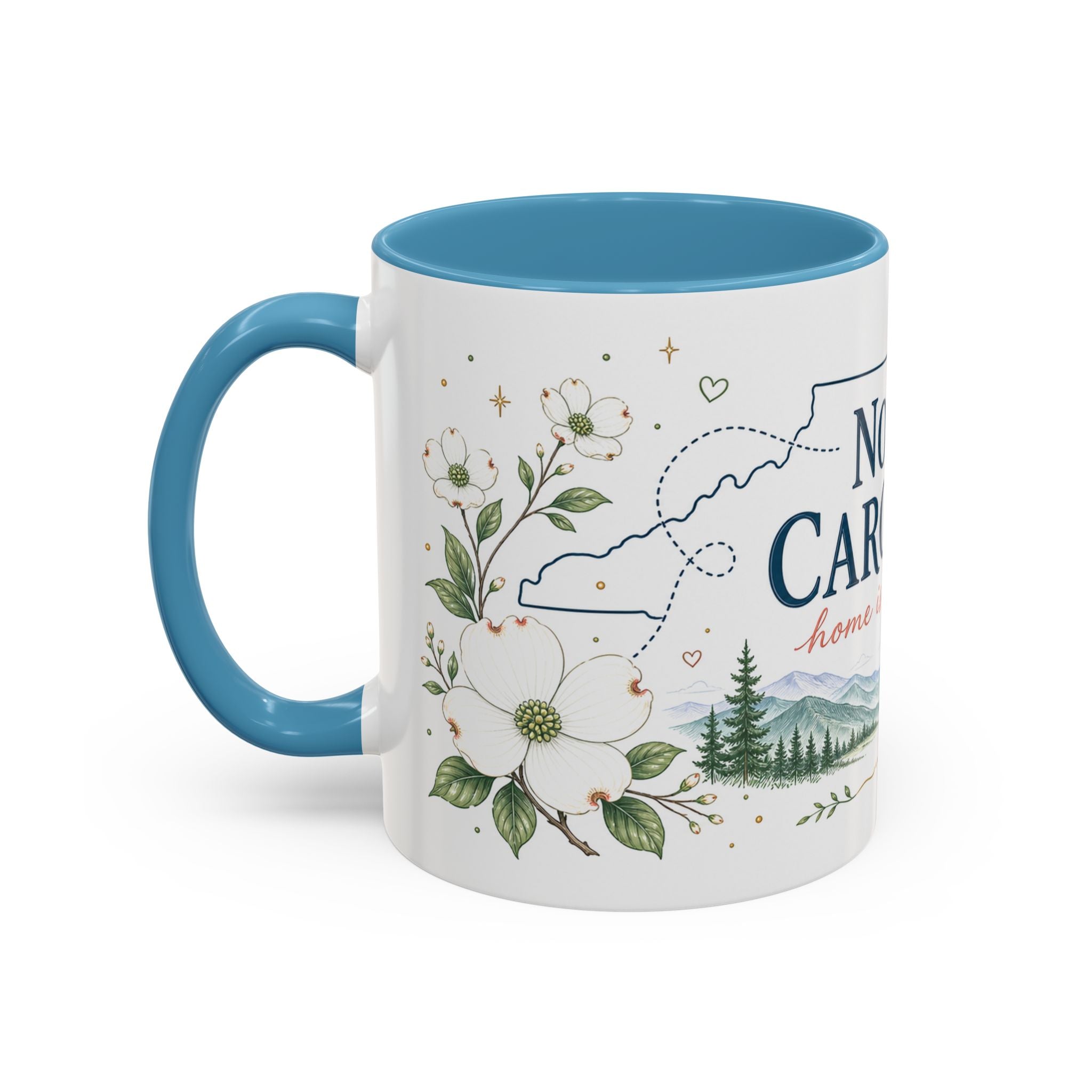 North Carolina State Map Mug | Moving Away, Homesick Gift | Botanical Accent Coffee Cup