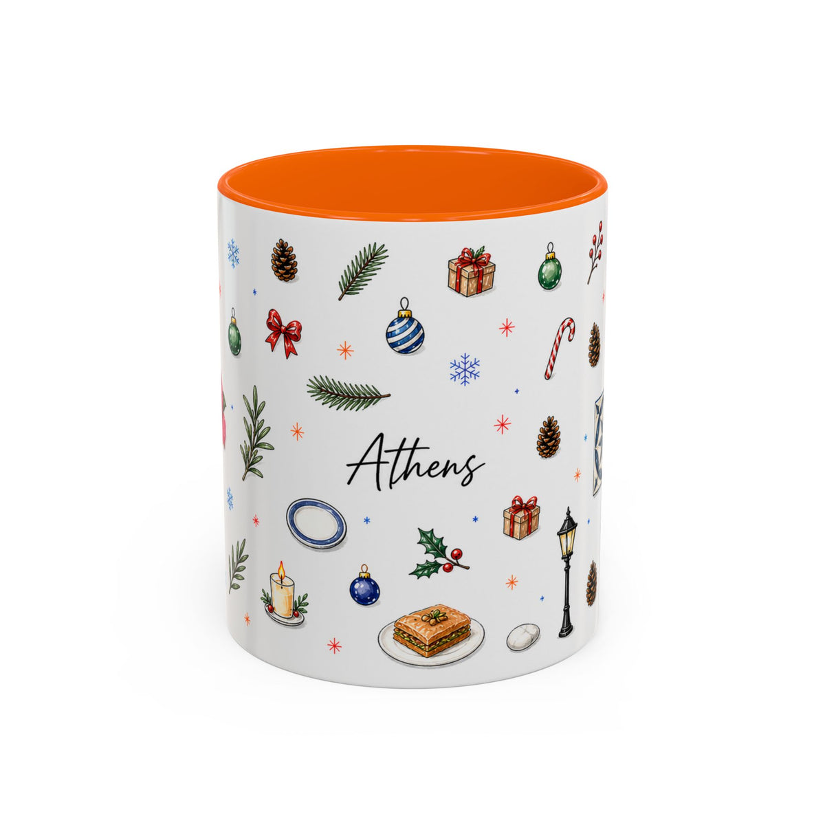Athens Christmas Mug | Watercolor City Souvenir, Travel Gift (11oz/15oz)