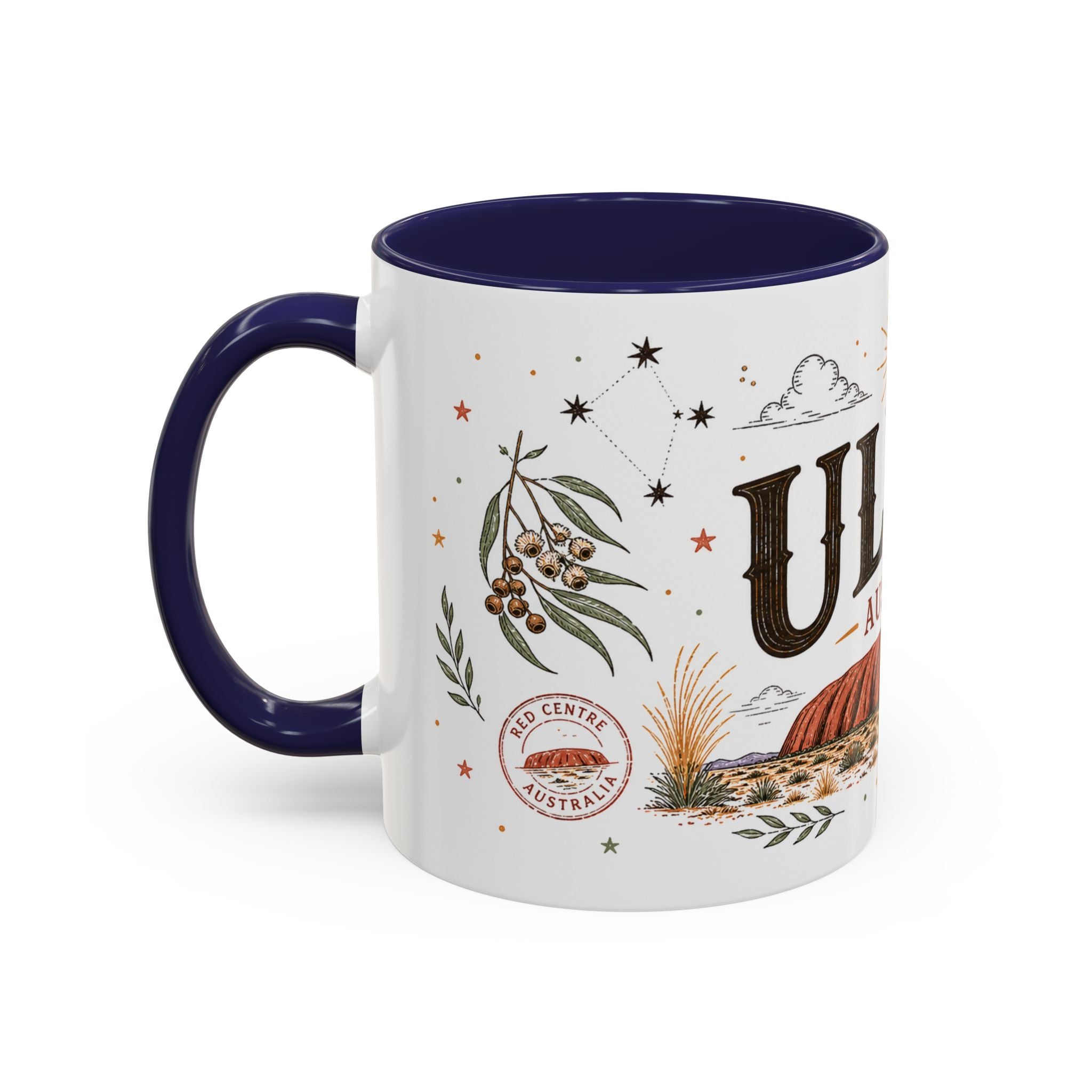 Uluru Coffee Mug | Travel Destination Souvenir Gift | Accent Color Ceramic 11oz 15oz