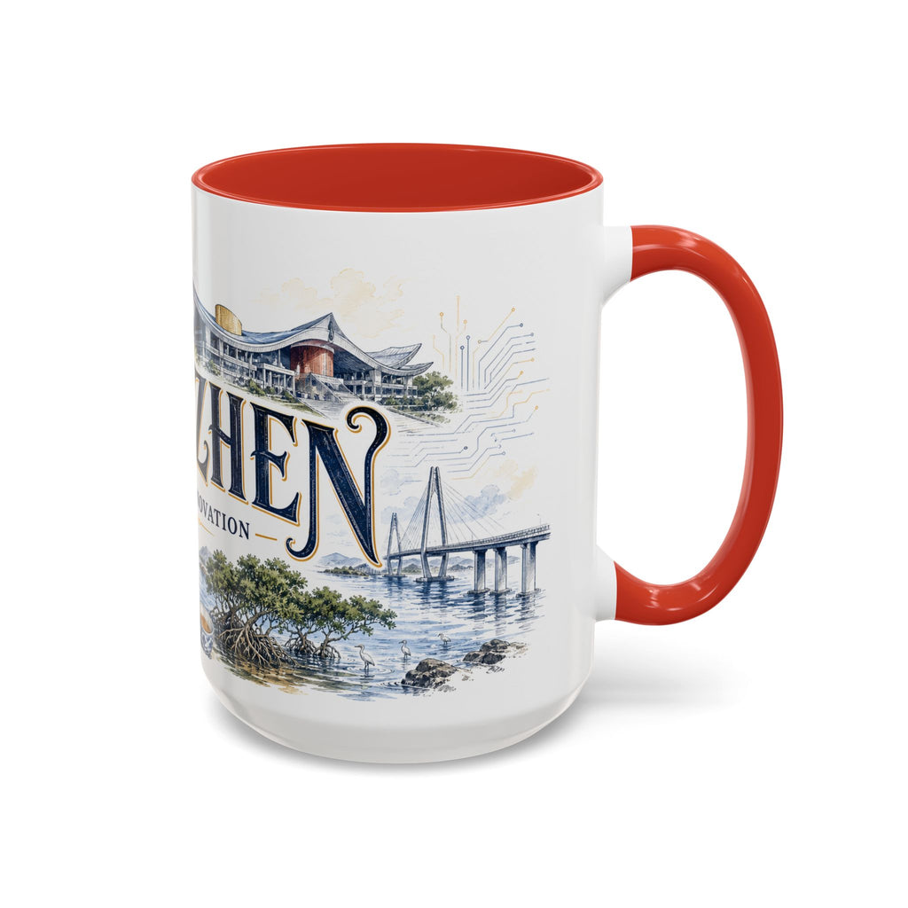 Shenzhen Coffee Mug | China Travel Souvenir | Vintage Illustrated City Gift | 11 oz 15 oz Accent Mug