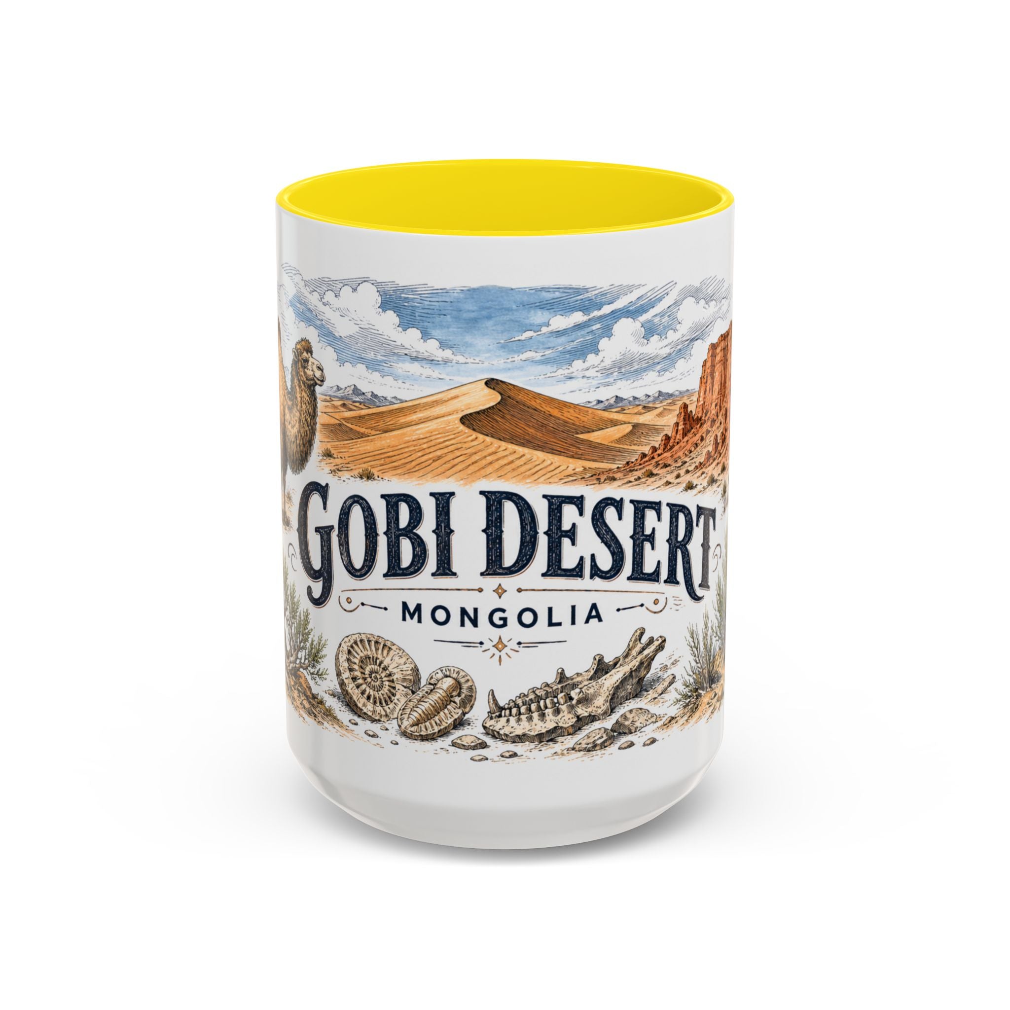 Gobi Desert Mug, Mongolia Travel Souvenir, Bucket List Gift, Accent Ceramic Coffee Mug 11oz 15oz