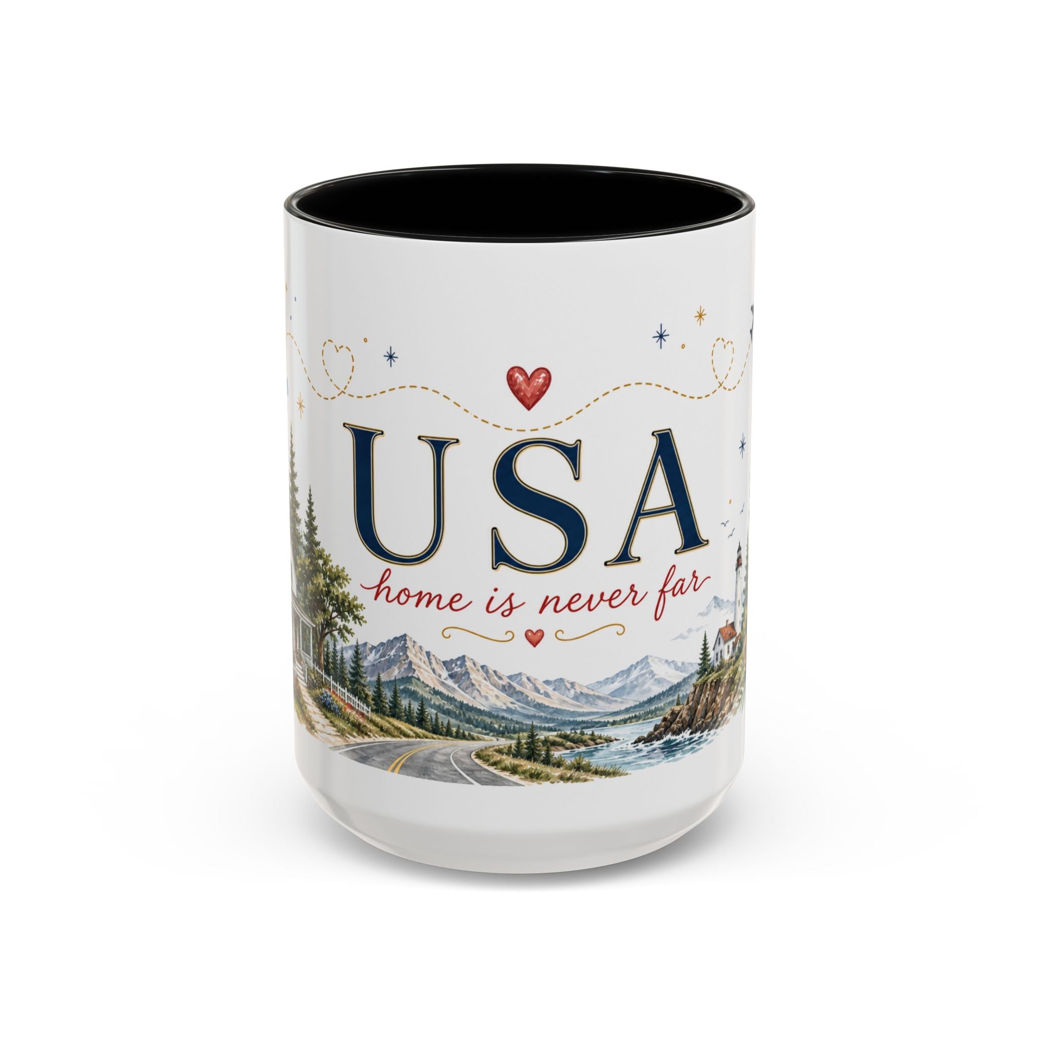 USA Home Country Mug | Moving Away Gift | Long Distance Friendship | 11 oz 15 oz Accent Mug