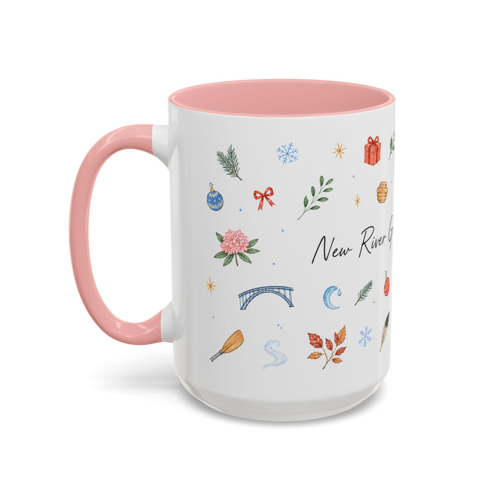 New River Gorge National Park Christmas Mug | Watercolor Travel Souvenir | Holiday Gift | Accent Ceramic Coffee Cup 11oz 15oz
