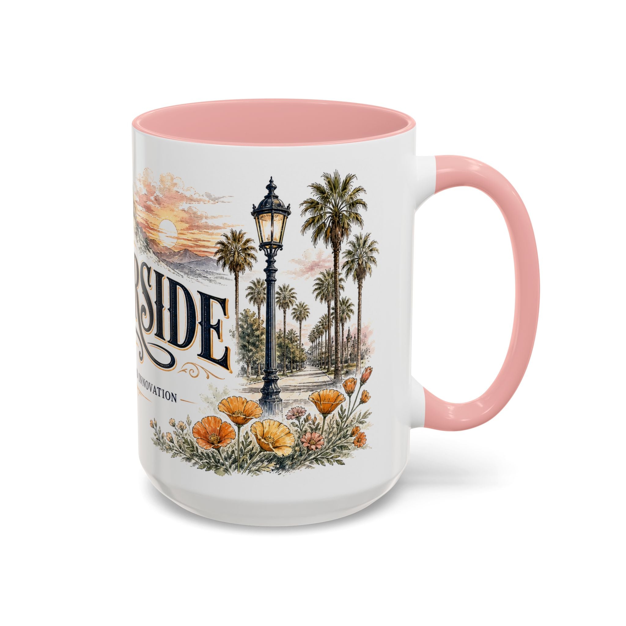 Riverside Coffee Mug | United States Travel Souvenir | Vintage Illustrated City Gift | 11 oz 15 oz Accent Mug