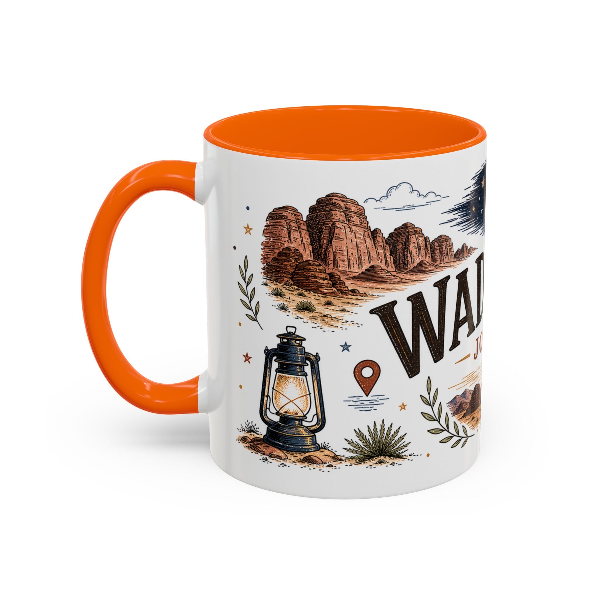 Wadi Rum Coffee Mug | Travel Destination Souvenir Gift | Accent Color Ceramic 11oz 15oz
