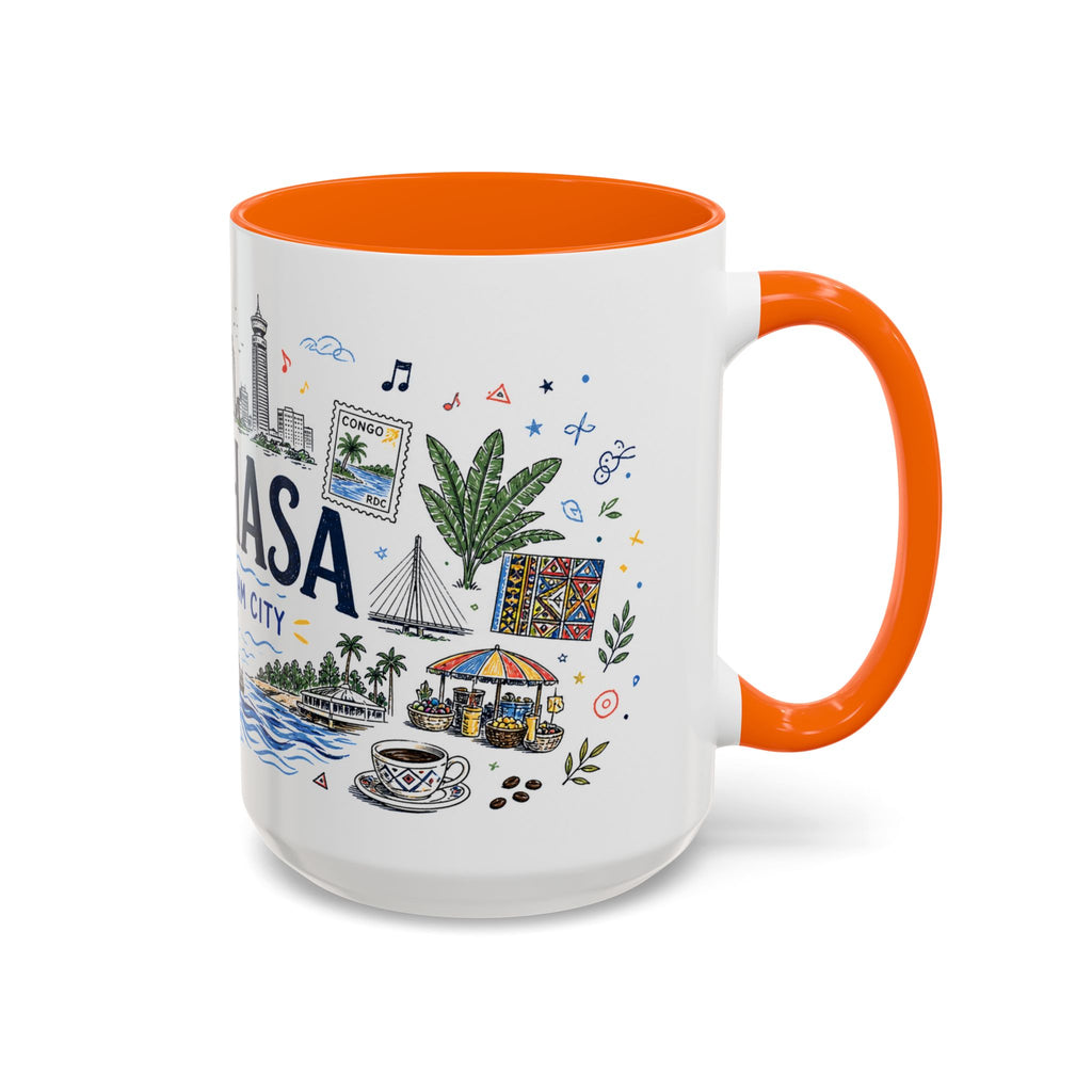 Kinshasa Coffee Mug | DR Congo Souvenir Travel Gift | Accent Color Ceramic 11oz 15oz