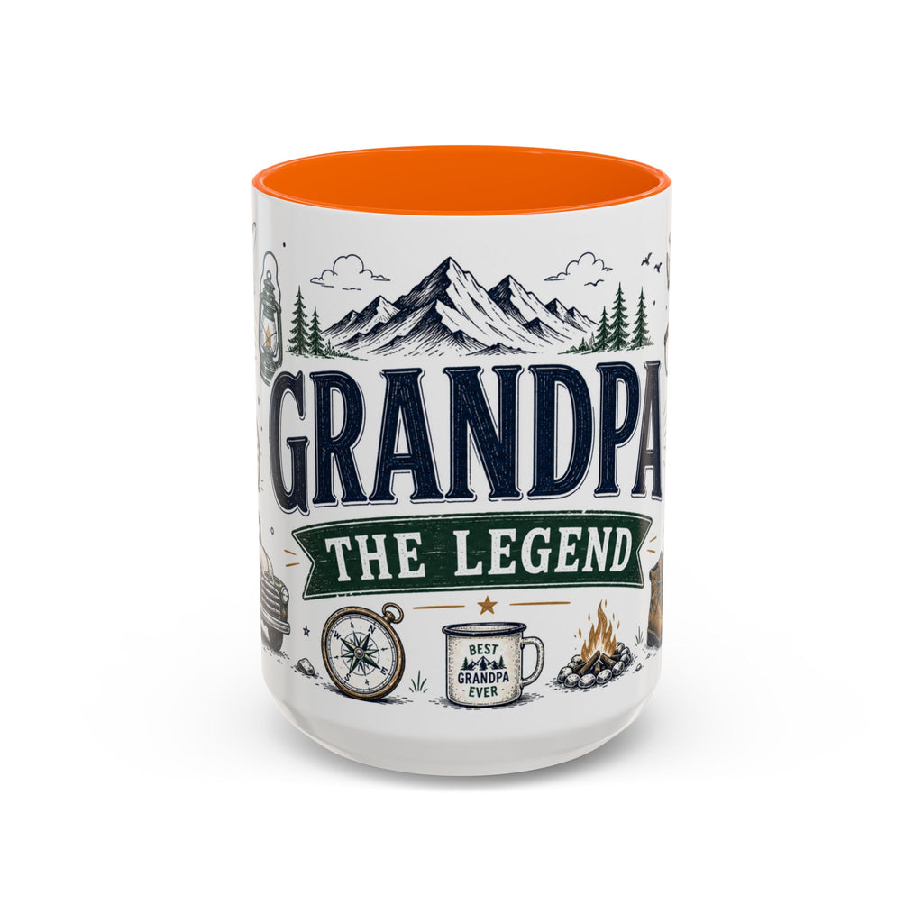 Grandpa The Legend Coffee Mug | Gift From Grandkids | Accent Color Ceramic 11oz 15oz