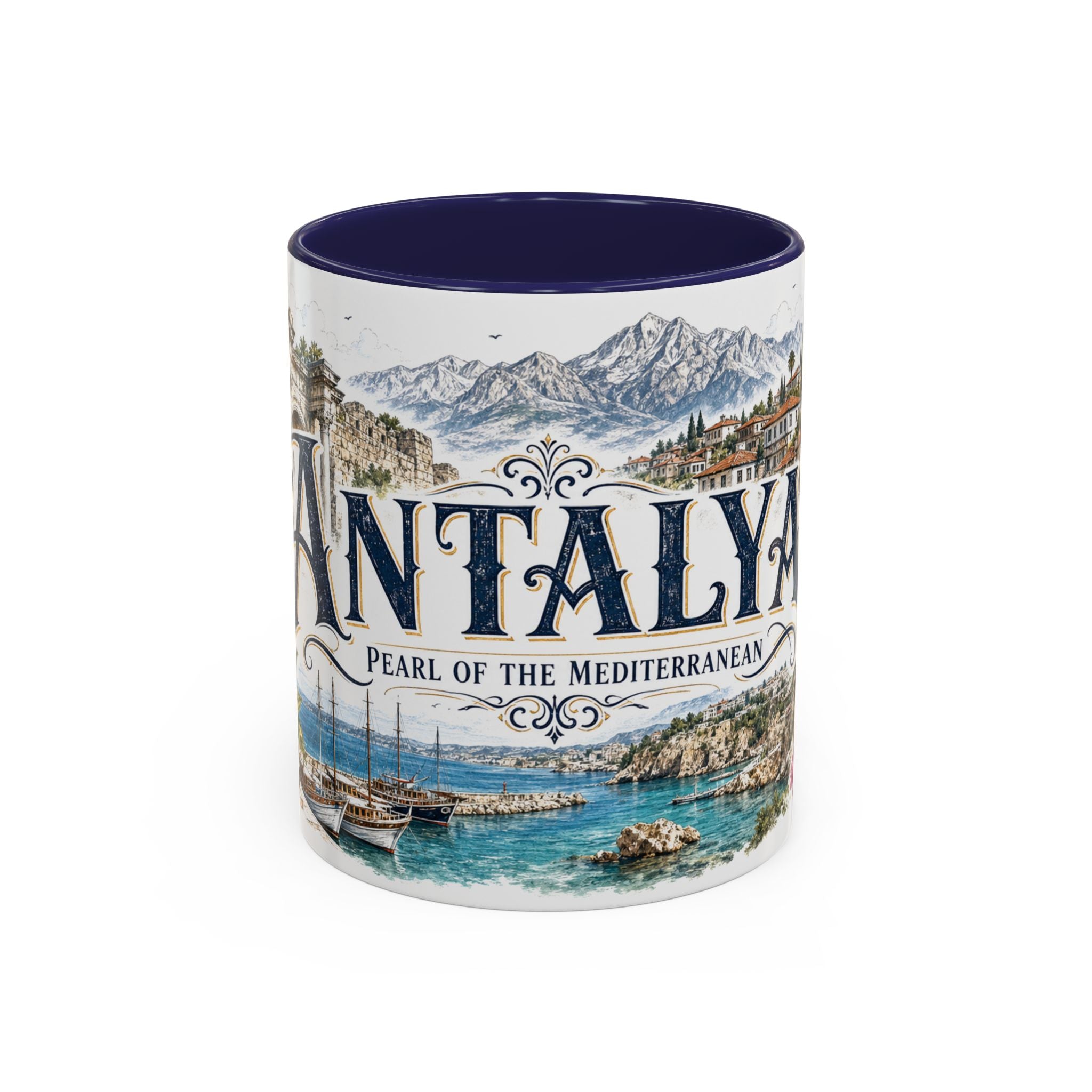 Antalya Coffee Mug | Turkey Travel Souvenir | Vintage Illustrated City Gift | 11 oz 15 oz Accent Mug