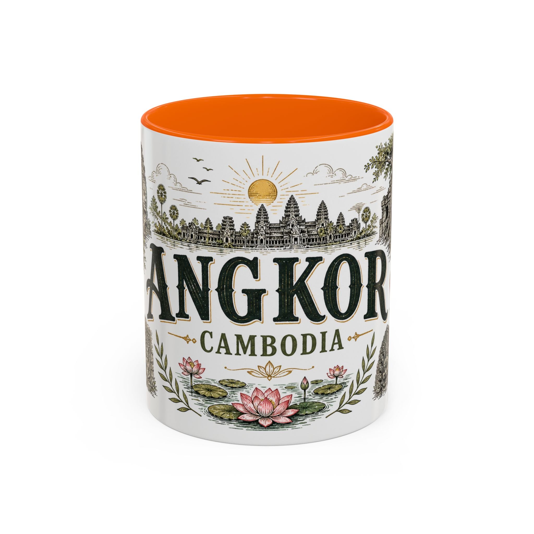 Angkor Coffee Mug | Travel Destination Souvenir Gift | Accent Color Ceramic 11oz 15oz