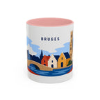 Bruges Coffee Mug | Travel Destination Souvenir Gift | Accent Color Ceramic 11oz 15oz