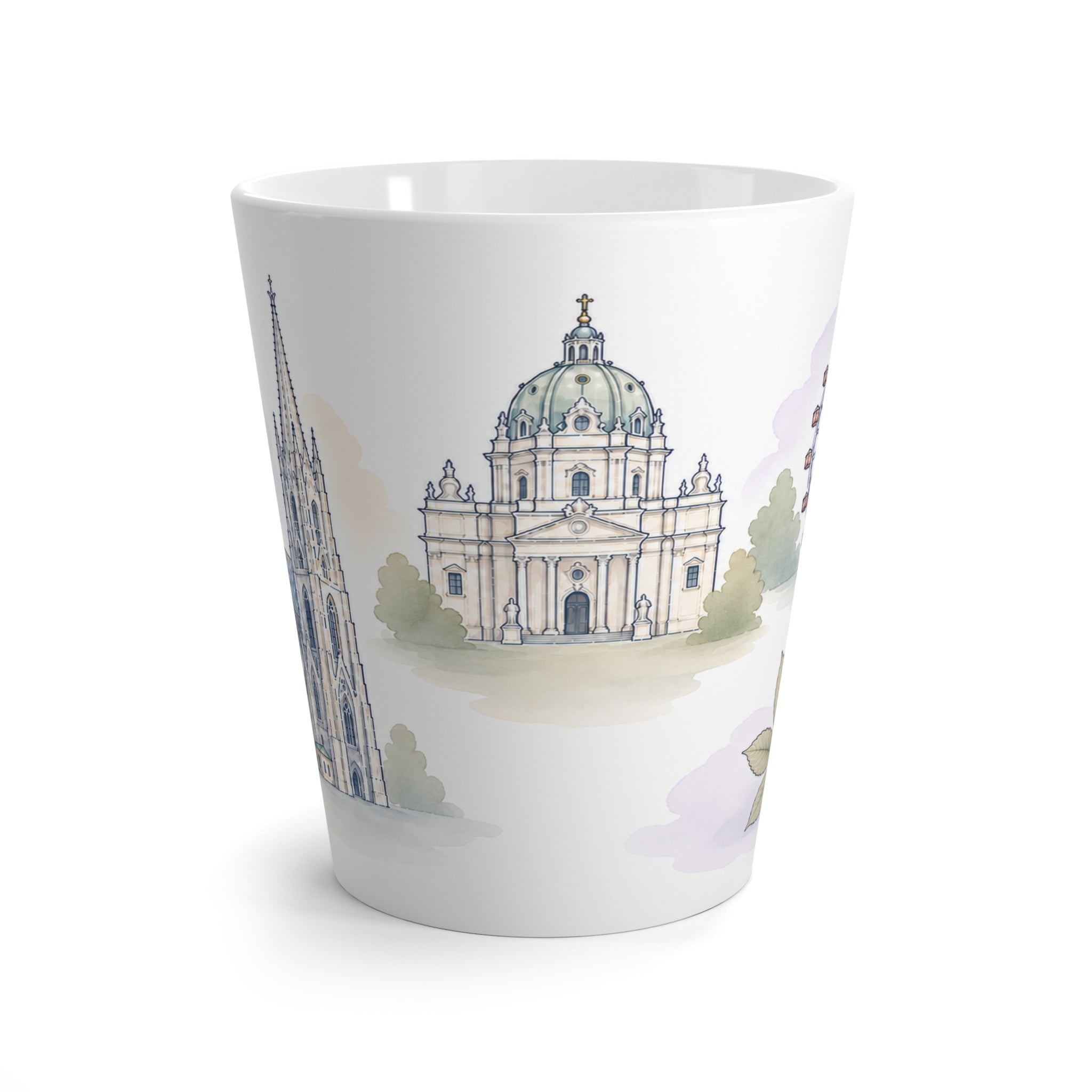 Vienna Latte Mug | Watercolor City Travel Mug | 12 oz Ceramic Souvenir Gift
