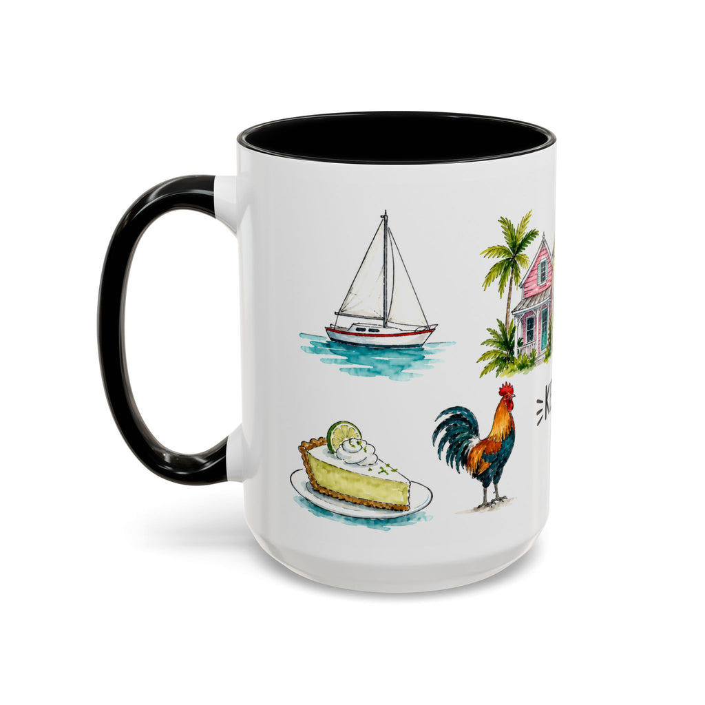 Key West Illustrated Travel Mug | City Souvenir Accent Coffee Mug | 11oz 15oz Ceramic Cup