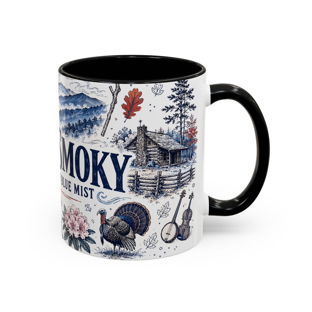 Great Smoky Mountains Coffee Mug | National Park Hiking Gift | Accent Color Ceramic 11oz 15oz