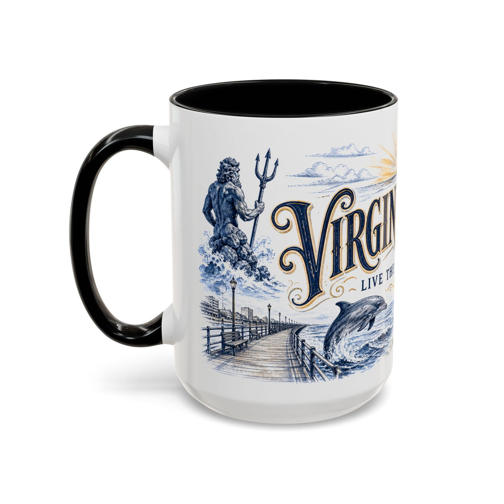Virginia Beach Coffee Mug | United States Travel Souvenir | Vintage Illustrated City Gift | 11 oz 15 oz Accent Mug