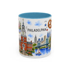 Philadelphia Illustrated Travel Mug | City Souvenir Accent Coffee Mug | 11oz 15oz Ceramic Cup