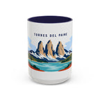 Torres del Paine Coffee Mug | Travel Destination Souvenir Gift | Accent Color Ceramic 11oz 15oz