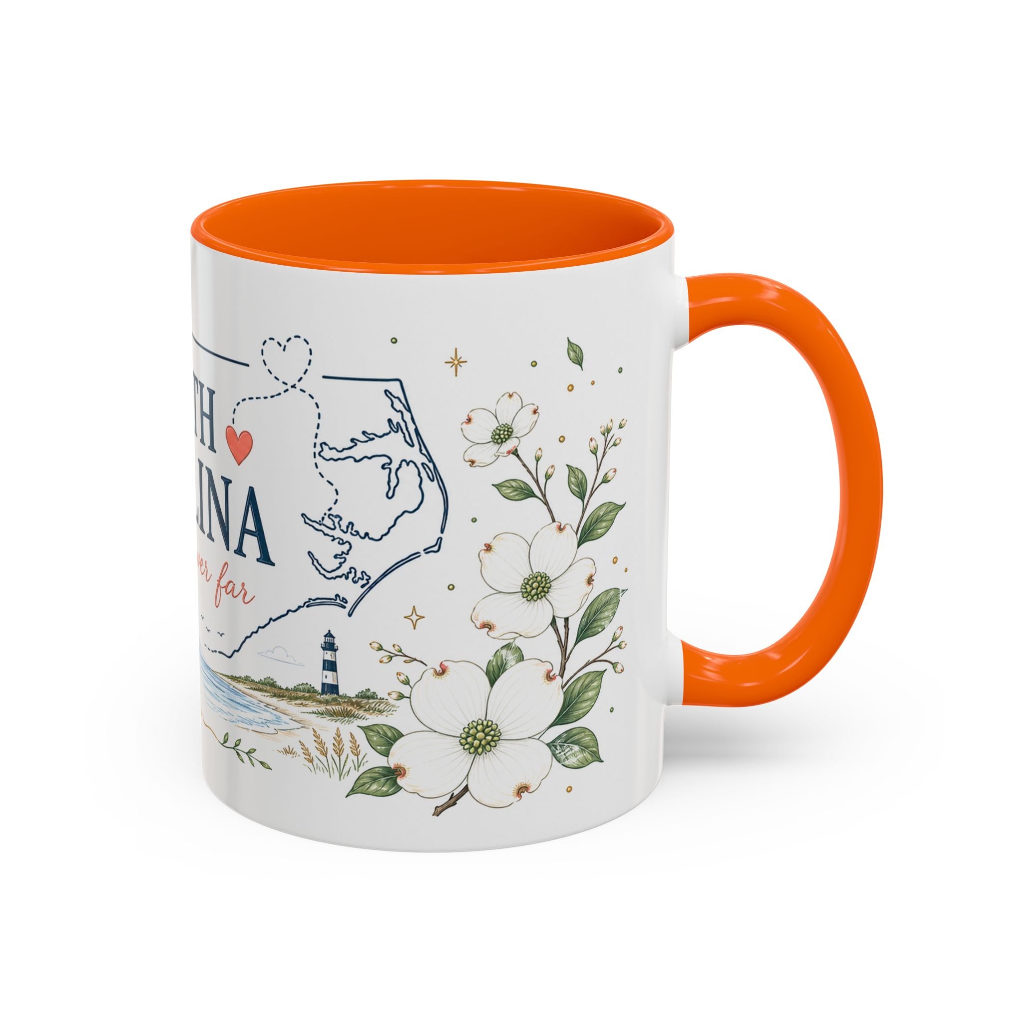 North Carolina State Map Mug | Moving Away, Homesick Gift | Botanical Accent Coffee Cup