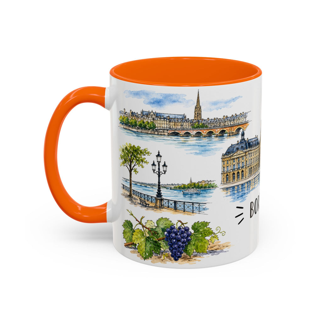 Bordeaux Illustrated Travel Mug | City Souvenir Accent Coffee Mug | 11oz 15oz Ceramic Cup