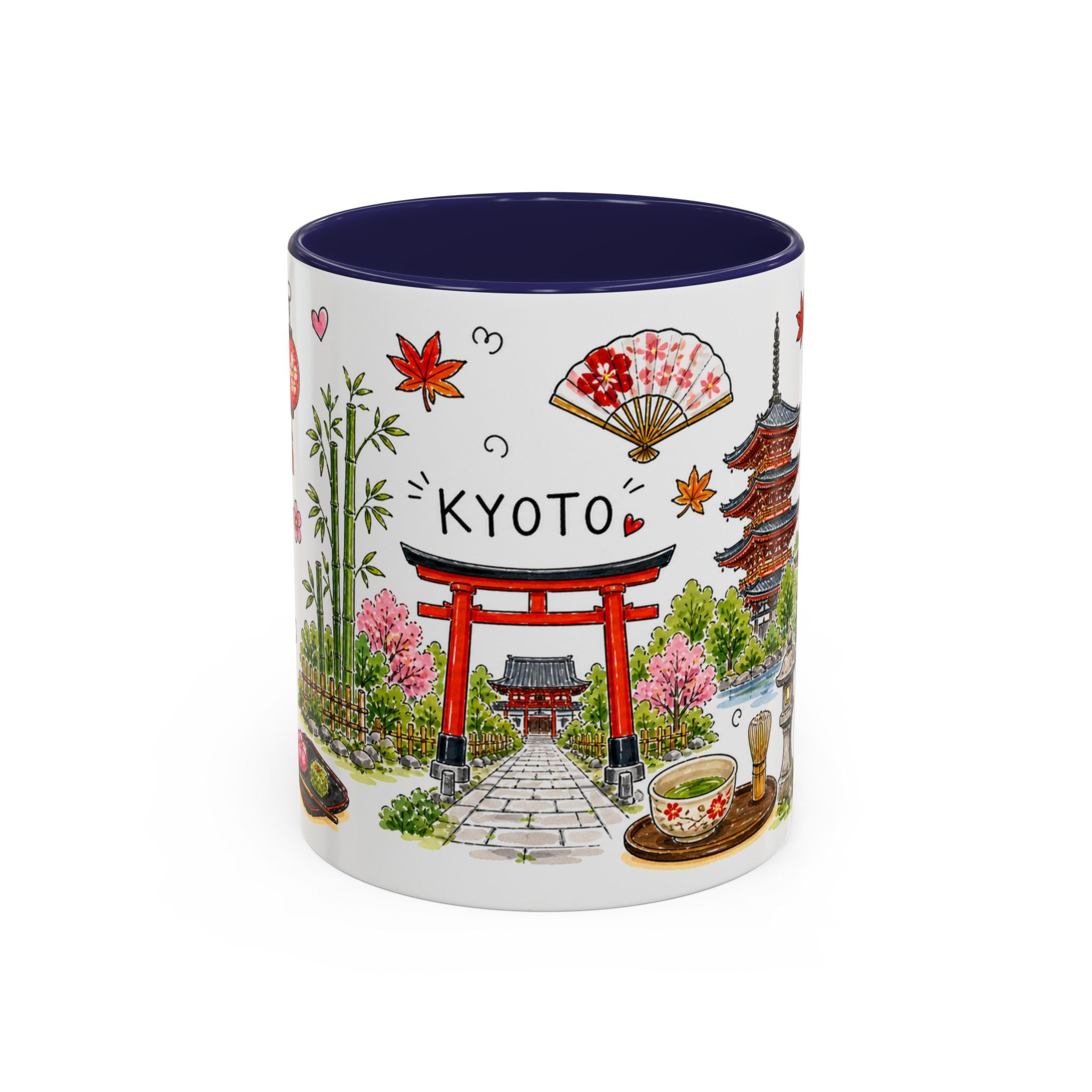 Kyoto Illustrated Travel Mug | City Souvenir Accent Coffee Mug | 11oz 15oz Ceramic Cup