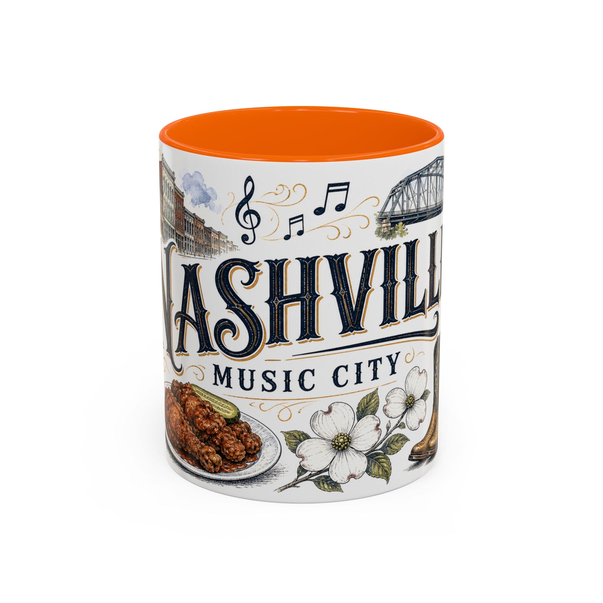 Nashville Coffee Mug | United States Travel Souvenir | Vintage Illustrated City Gift | 11 oz 15 oz Accent Mug