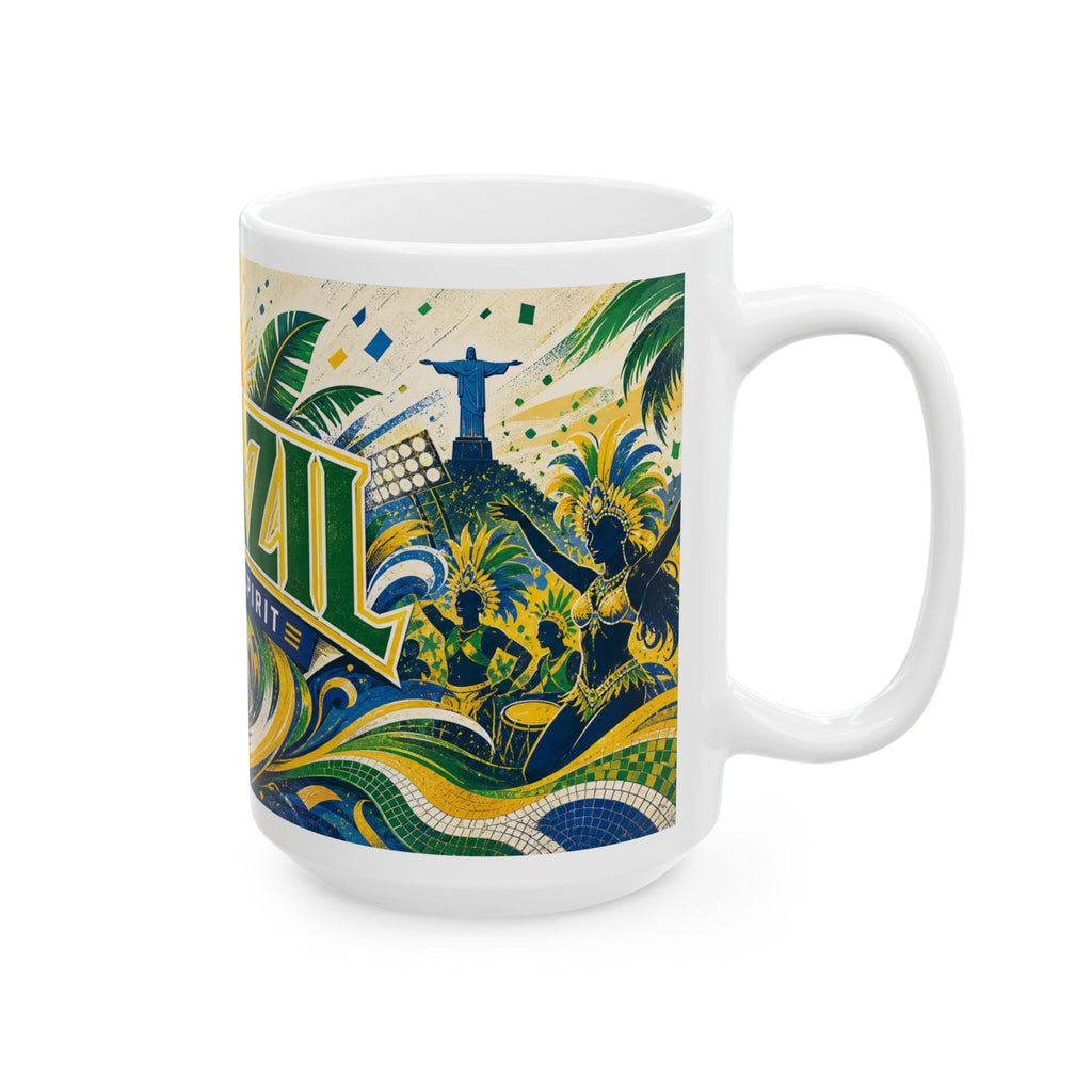 Brazil Soccer Spirit Coffee Mug | Soccer Fan Gift | Ceramic 11oz 15oz Match Day Cup