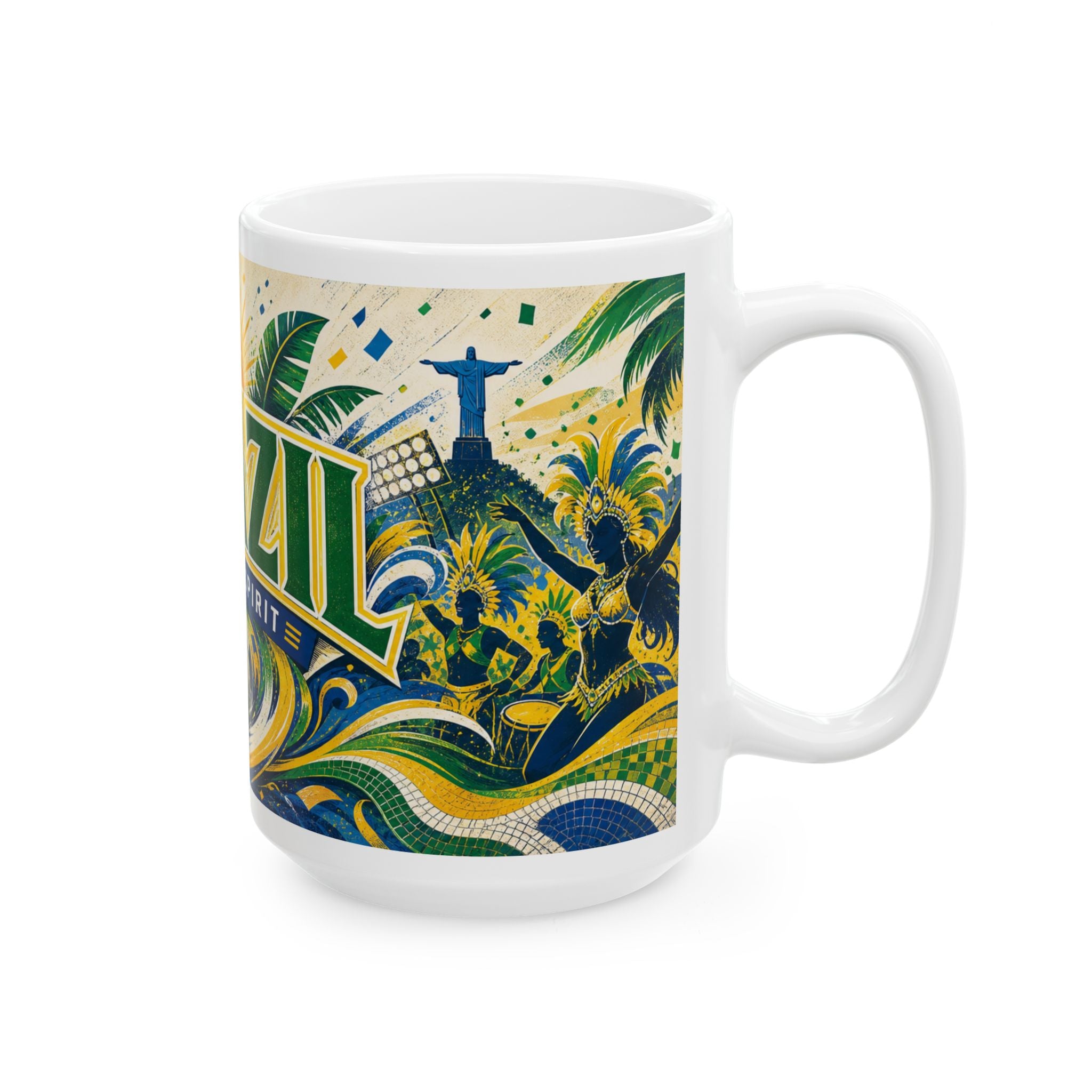 Brazil Soccer Spirit Coffee Mug | Soccer Fan Gift | Ceramic 11oz 15oz Match Day Cup