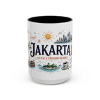 Jakarta Coffee Mug | Indonesia Souvenir Travel Gift | Accent Color Ceramic 11oz 15oz