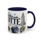 Charlotte Coffee Mug | United States Travel Souvenir | Vintage Illustrated City Gift | 11 oz 15 oz Accent Mug