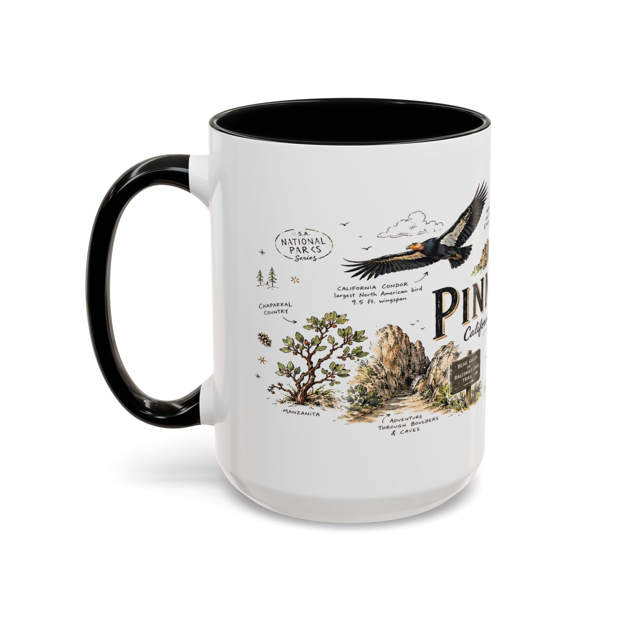 Pinnacles National Park Coffee Mug | California Rock Climbing Condor Gift | Accent Color Ceramic 11oz 15oz