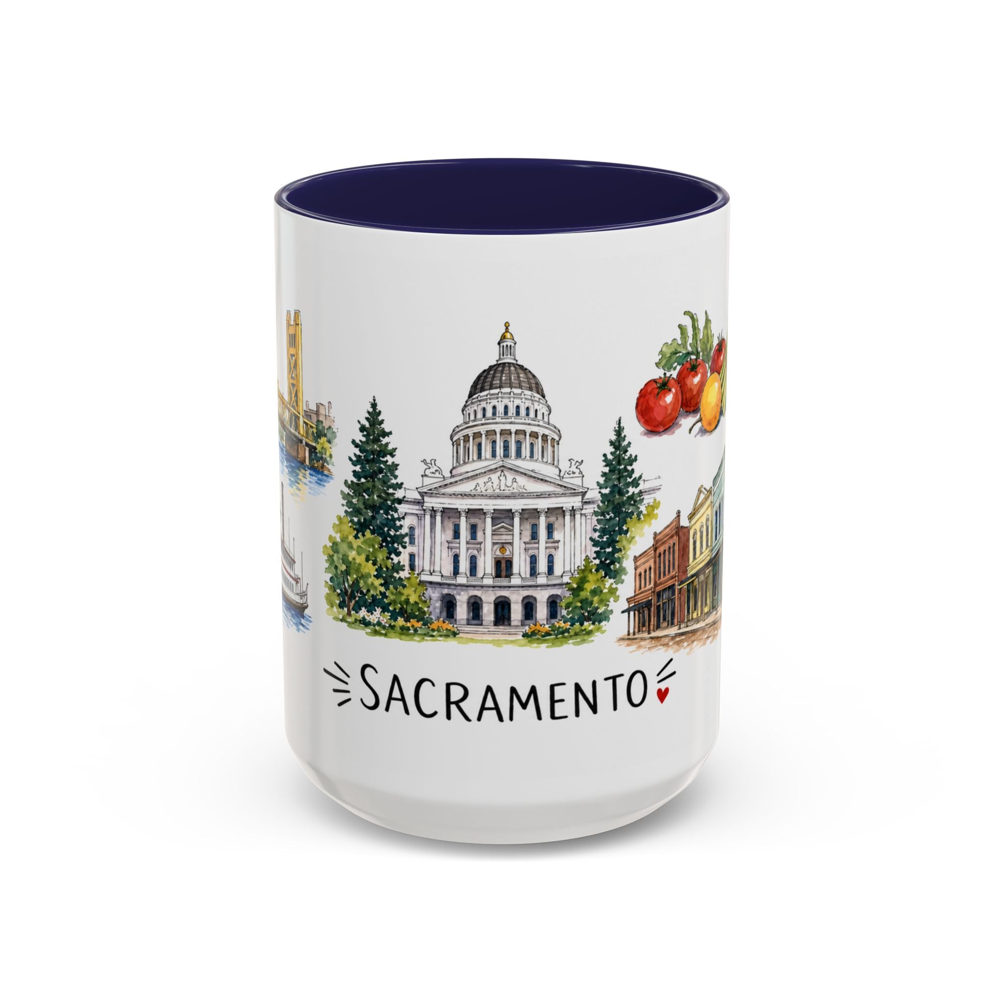 Sacramento Illustrated Travel Mug | City Souvenir Accent Coffee Mug | 11oz 15oz Ceramic Cup