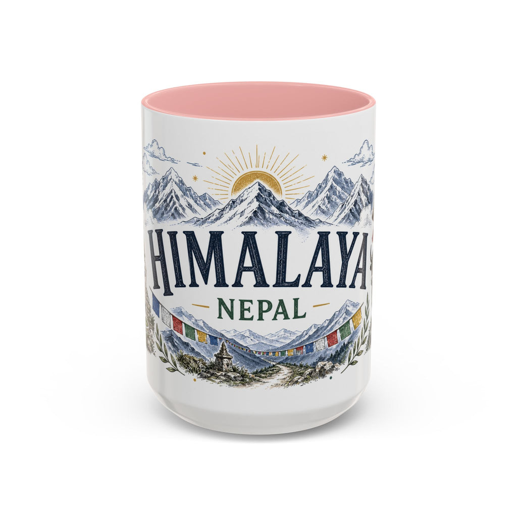 Himalaya Coffee Mug | Travel Destination Souvenir Gift | Accent Color Ceramic 11oz 15oz